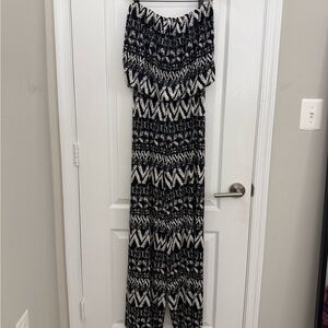 Emerald Black and White Patterned Jumpsuit